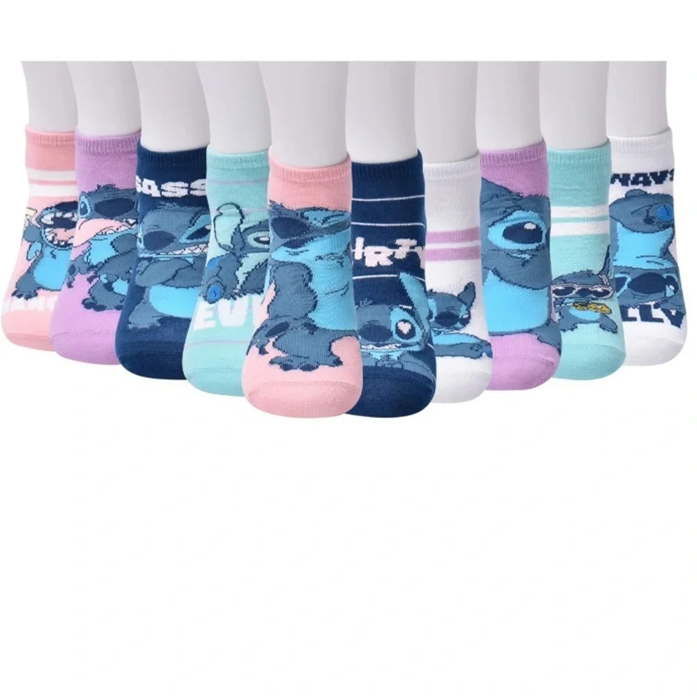 Disney Stitch Women’s STITCH MOODS Low Cut Socks, 10-Pack
